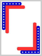 USA flag symbols patriotic corner frame border on white background with copy space for your text and images.