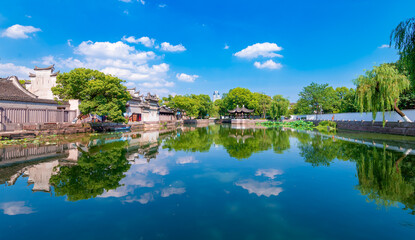 Fototapeta na wymiar Lake Scenery of Tianyige Museum, Ningbo, Zhejiang, China