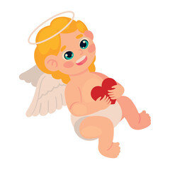 cute cupid with heart