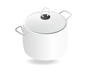 Isometric flat 3d concept illustration of glass lid stainless pot
