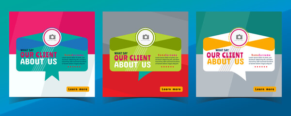 Fototapeta premium Client testimonials or customer feedback social media post web banner vector template