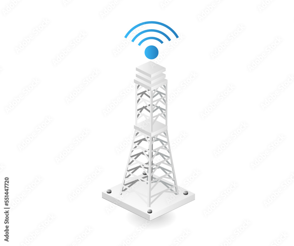 Aufkleber flat isometric illustration of network wifi transmitter concept