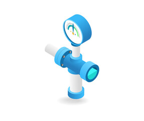 Flat isometric illustration of pipeline water pressure spido concept