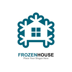Obraz premium Frozen house logo vector design. Suitable for business, technology building