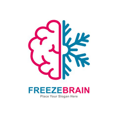 Freeze brain vector logo template. Suitable for business, weather, health and snowflake symbol 