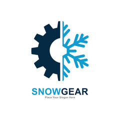 Snow gear vector logo template Suitable for industry, business, technology and weather