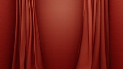 minimalist simple red curtain background 3d render