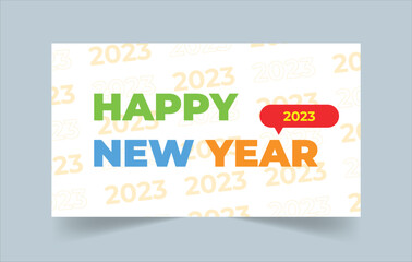 Happy New Year 2023 Web Banner, Social Media Cover Poster