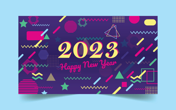Happy New Year 2023 Web Banner, Social Media Cover Poster