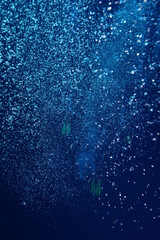 underwater bubbles, water bubbles. Safety stop on diving. Red Sea, Egypt. 