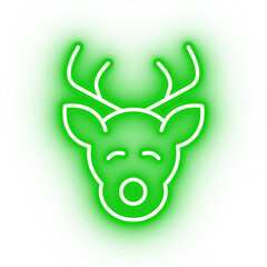 Neon green reindeer icon, reindeer on transparent background