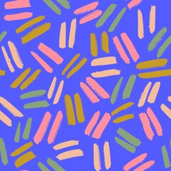 Fototapeta premium Abstract geometric seamless pattern. Lines on blue background repeated texture