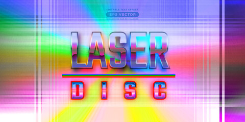 Laser disc editable text style effect in retro style theme ideal for poster, social media post and banner template promotion