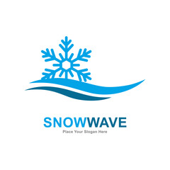 Snow wave logo vector template . Suitable for business, web, weather, snowflake symbol
