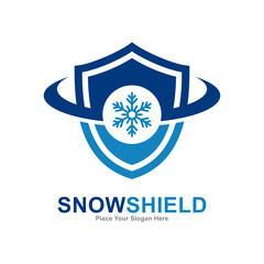 Snow shield logo vector template. Suitable for business, winter, technology and secure
