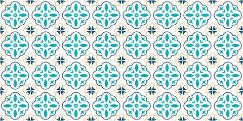 Ceramic tiled pattern. Floral seamless pattern for tile design. Isolated on a white background. Endless texture. Use for printing, web design, fabric.