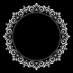 Decorative frame Elegant vector element for design in Eastern style, place for text. Floral black and white border. Lace illustration for invitations and greeting cards