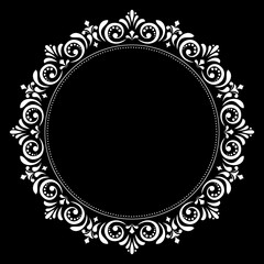 Decorative frame Elegant vector element for design in Eastern style, place for text. Floral black and white border. Lace illustration for invitations and greeting cards