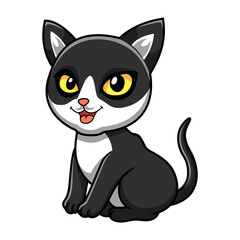 Cute black smoke cat cartoon sitting