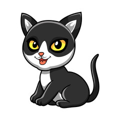 Cute black smoke cat cartoon sitting