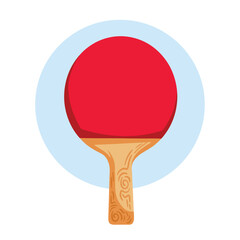 Red wooden material one single ping pong racket vector illustration isolated on white background. Drawing with cartoon flat simple art style.