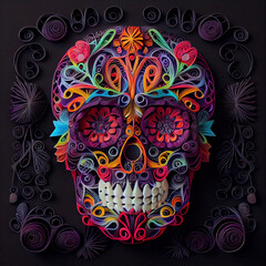 Naklejka premium Intricate Layered Paper Design for Day of the Dead Celebration