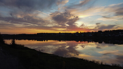 sunset over the river