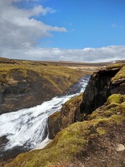 country landscape with waterfall