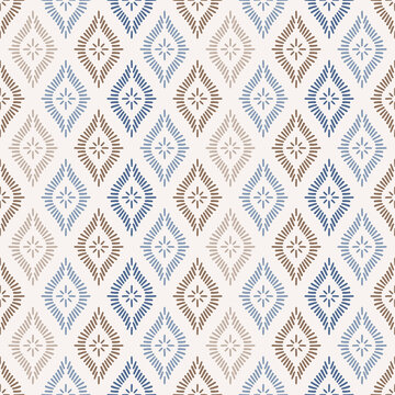 Brown and blue batik seamless pattern