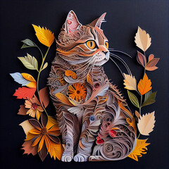 Design of Colorful Cat Made of Paper