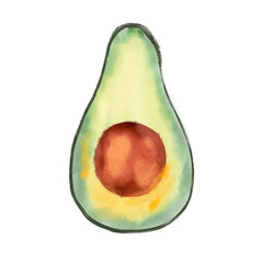Avocado watercolor style isolated png image