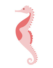 Obraz premium Red seahorse in flat style. Beautiful underwater inhabitant.
