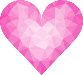 Naklejka na ściany i meble Pink heart gradient polygon on transparent background.