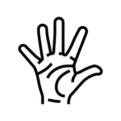 Fototapeta na wymiar five number hand gesture line icon vector. five number hand gesture sign. isolated contour symbol black illustration