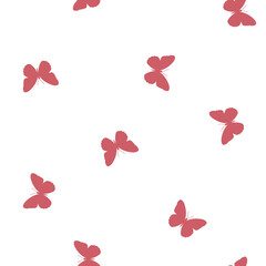 Seamless pattern with pink butterflies
