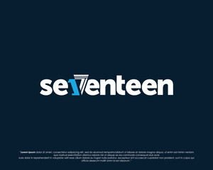 Word mark logo forms negative space of number seventeen