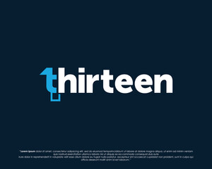 Word mark logo forms negative space of number thirteen