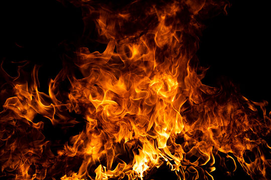 Flame fires. Burn lights on a black background. Fire flames on black background. Abstract fire flame background.