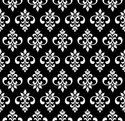 Wallpaper in the style of Baroque. Seamless vector background. White and black floral ornament. Graphic pattern for fabric, wallpaper, packaging. Ornate Damask flower ornament