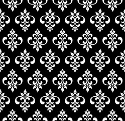 Wallpaper in the style of Baroque. Seamless vector background. White and black floral ornament. Graphic pattern for fabric, wallpaper, packaging. Ornate Damask flower ornament