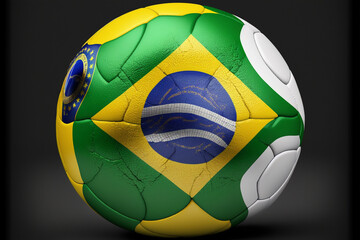 Fototapeta na wymiar Brazil flag and soccer ball