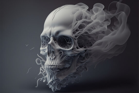 Abstract, surreal, creepy skull of smoke.Digital art