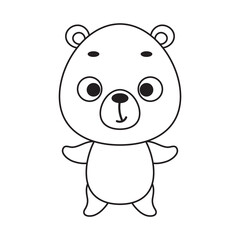 Coloring page cute little bear. Coloring book for kids. Educational activity for preschool years kids and toddlers with cute animal. Vector stock illustration