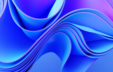 Abstract modern neon, blue, violet colors background with ruffle, folded cloth