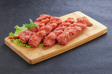 Raw beef kebab minced meat