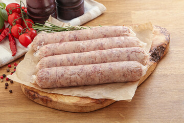Raw pork sausages for grill