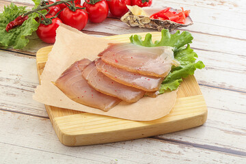 Sliced salted marlin fish carpaccio