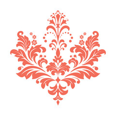 Damask graphic ornament. Floral design element. Pink vector pattern