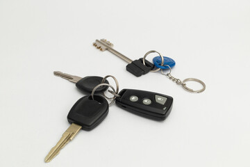 Car keys on white background