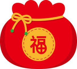 Chinese New Year's money bag, blessing bag, money, wealthy, jubilant, festival, cartoon, comic, vector